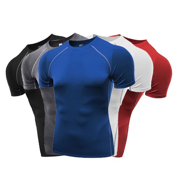

2017 mens t shirt gyms clothing fitness compression base layers short sleeves crop xxl size for sport running, basketball, White;black
