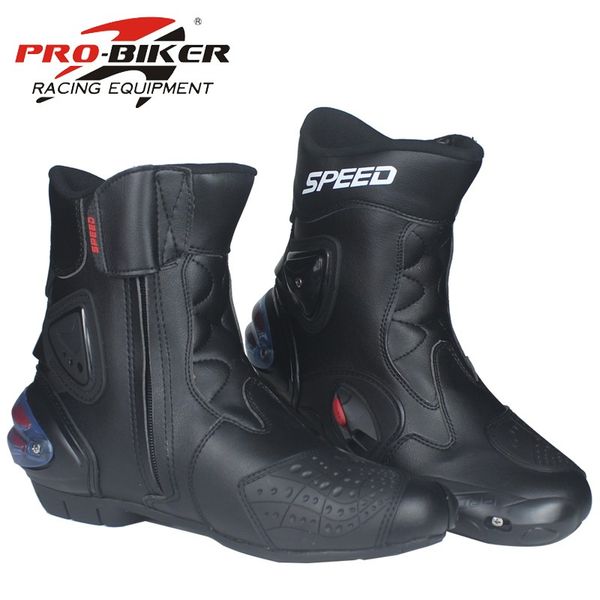 

pro-biker microfiber leather motorcycle boots racing motocross riding boots middle legs shoes male/female a004 model