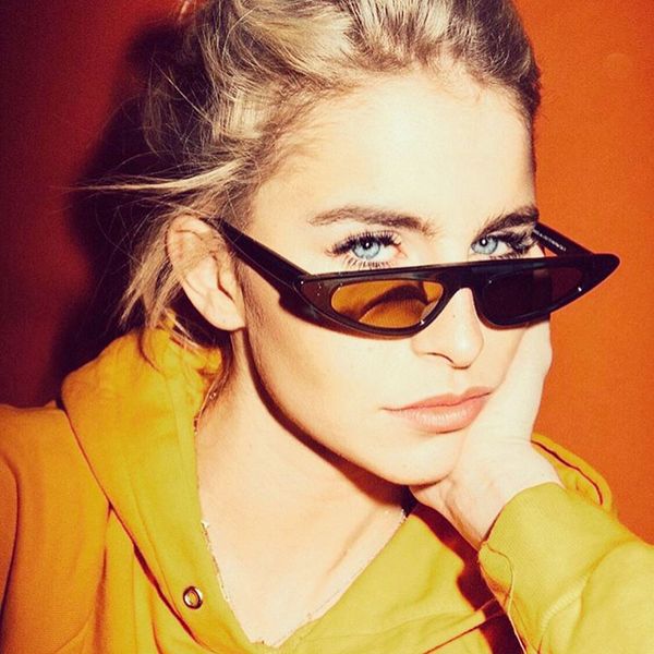 

dcm new small cat eye sunglasses women 2018 vintage flat summer accessories beach small sun glasses, White;black