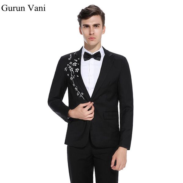 

2018 male floral jacket suit painting mens blazers fashion single button suits slim fit party blazers men's brand clothing, White;black