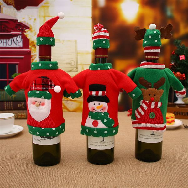 Christmas New Year Wine Decoration Cute Elk Pattern Wine Bottle