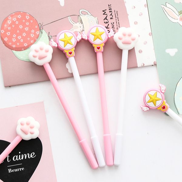 

2 pcs magic wand gel pen cat claw 0.5mm cute neutral pen black ink students stationery writing pens kawaii school supplies gifts