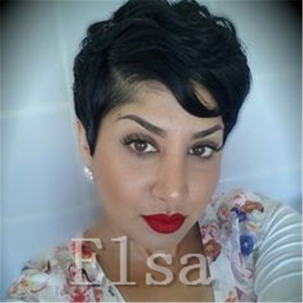 Celebrity Human Hair Wigs Short Pixie Human Hair Wigs Rihanna