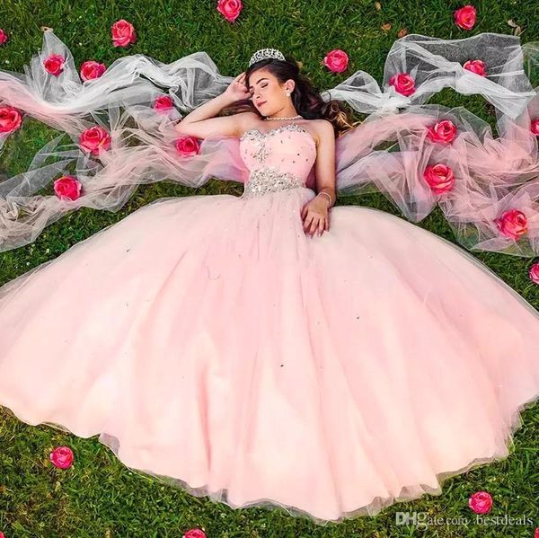 

розовый милый бисер кристаллы quinceanera платье 2019 бальных платья из органзы атласной корсет назад pageant платья сладкого 15 сшитые, Blue;red