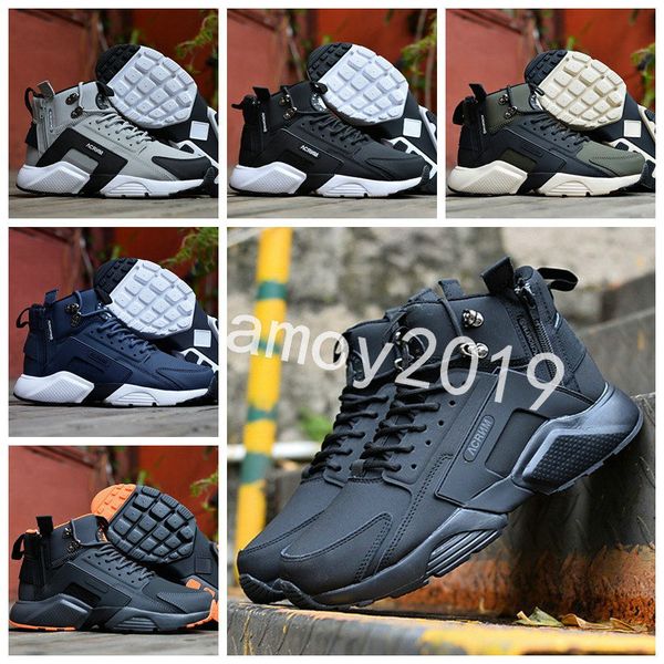 

2018 new air huarache 6 x acronym city mid leather high huaraches mens trainers running shoes men huraches sneakers hurache size 40-45