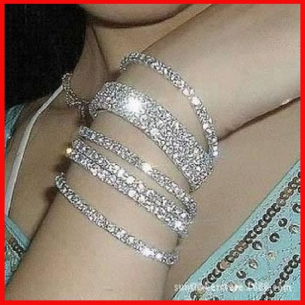 

whole sale1piece new arrival single layer drilling cubic zirconia gifts elastic bridesmaid bangles bracelets for women bridal jewelry, Black