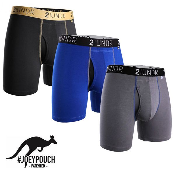 

2undr men's underwear underpants joey pouch swing shift - 6" boxer brief modal fabric ~ no box, Black;white
