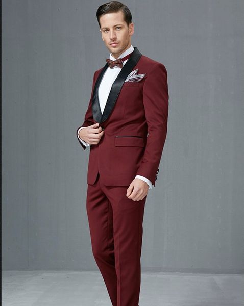 

custom made groomsmen shawl lapel groom tuxedos red men suits wedding/prom man blazer/bridegroom ( jacket+pants+bow tie ) m58, Black;gray