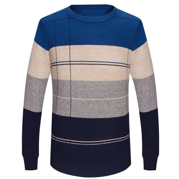 

New Autumn Fashion Casual Mens Sweater O-neck Slim Fit Knitting Sweaters Stripe Plus Size Men's Sweater