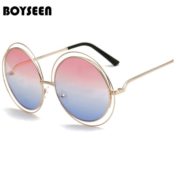 

boyseen retro round big size oversized lens mirror brand pink sunglasses lady cool retro women sun glasses female 3018, White;black