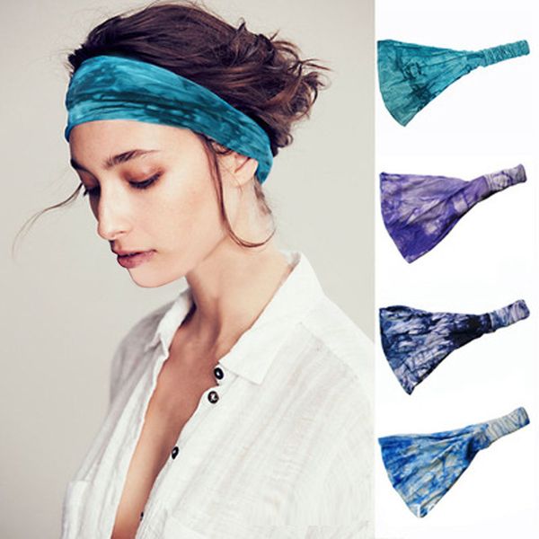 

headbands for women tie-dyed twist knot headband elastic wrap turban hair band yoga sports ladies yoga headband accessories