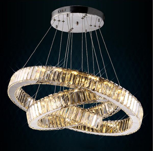 Lampadario di cristallo a LED Lampadario moderno a LED a forma di cerchio Lampada a sospensione Lustres Anello a LED Illuminazione Decorazione domestica