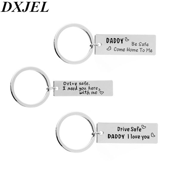 

i love you dad dad drive safe fathers day gifts friend charm alloy couple keychain family keyring gift for daddy boho jewelry, Silver