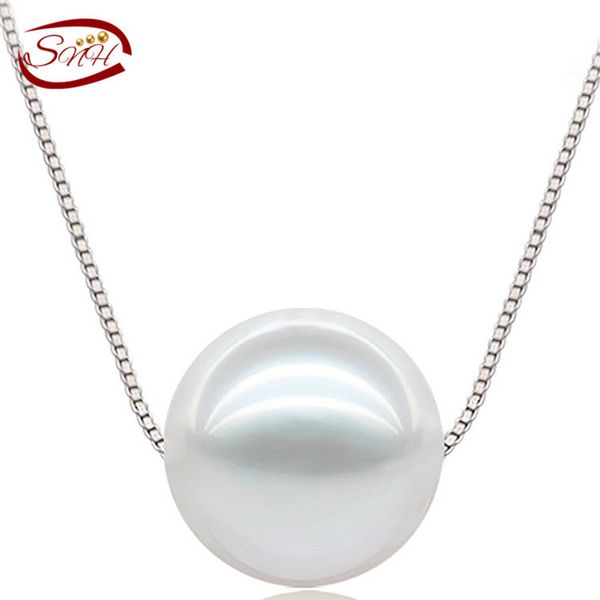

snh 8.5-9mm design natural pearl pendant perfect round white freshwater pearl , 925 sterling silver pendant, Blue;slivery