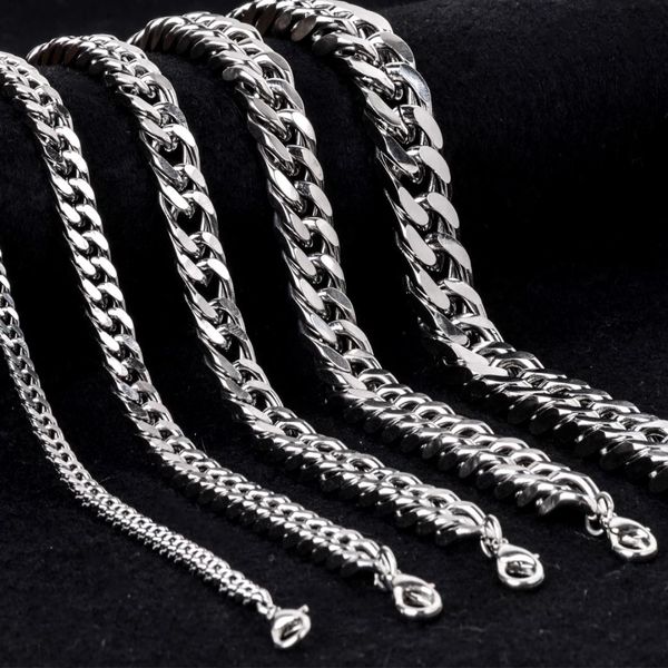 

stainless steel bracelet for men silver color bracelet & bangle male accessory hip hop party rock jewelry 6 size chain, Golden;silver
