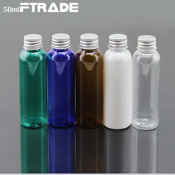 

60ml empty plastic bottles, pet bottle with lined aluminum silver lid for cosmetic packaging skin care cream tin 50pcs