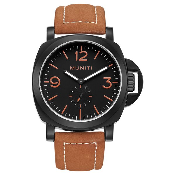 

muniti brand men's fashion casual sport watches men waterproof leather quartz watch man clock relogio masculino, Slivery;brown