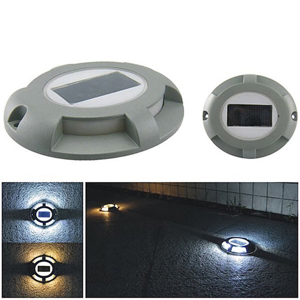 Solar Road Stud Light Alluminio 4-LED Outdoor Road Driveway Dock Path Ground Light Lamp Bianco caldo Luce bianca per recinzione esterna Patio