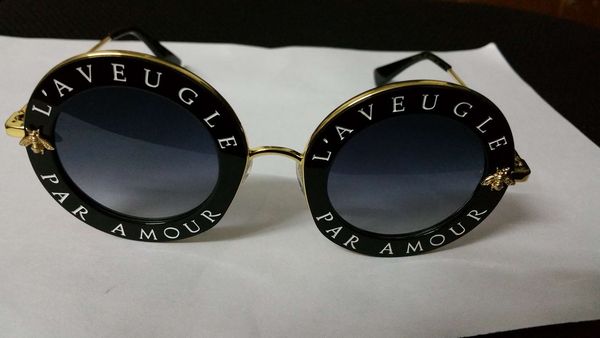 

glasses gold box new gold black/grey metal sun 0113 fashion lens sunglasses eyewear rare round with sunglasses, White;black