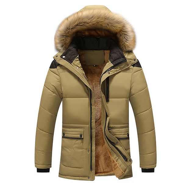 

winter fashion faux fur hoodie long sleeve zipper pocket coat men warm outwear, Tan;black