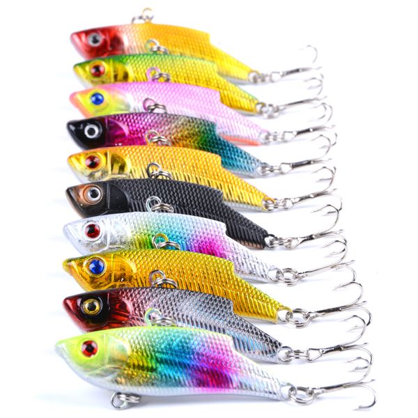 

lot 10pcs 10g 5.5cm fishing lures hard bait vib with lead inside lead fish ice sea fishing tackle swivel jig wobbler lure