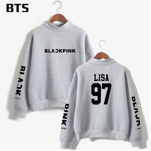 

bts blackpink kpop hoodies sweatshirts 2018 hip-hop popular turtlenecks hoodies creative design sweatshirts fashion plus size4xl, Black