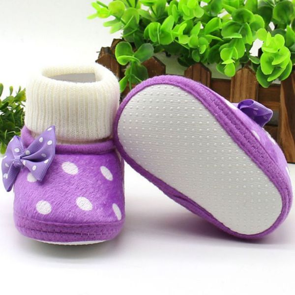 

newborn baby girl bow-knot fleece snow boots princess shoes booties, Black;grey