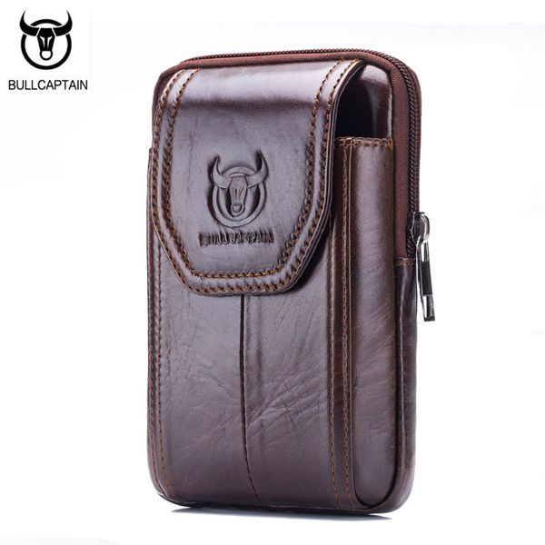 

bullcaptain leather sling cigarette bag male purse leisure sling bag small pocket new men waist 5 inch mobile phone