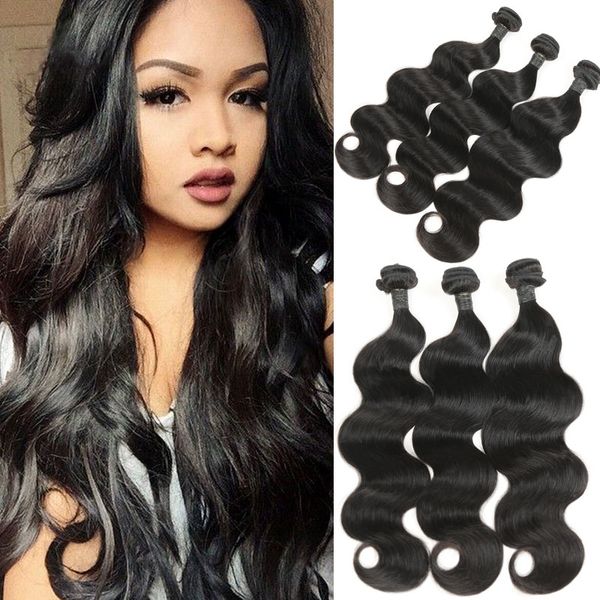 Indian Body Wave Hair Bundles 100 Human Hair Weaves Natural Color