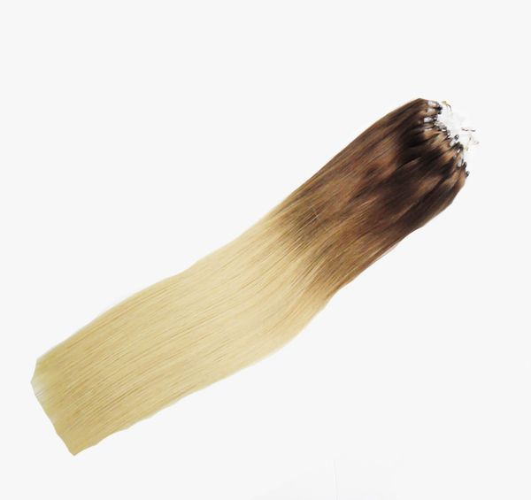 Ombre brasileiro cabelo virgem t 4/613 Máquina feita micro anel de loop 100% extensão de cabelo humano micro links links de cabelo remy