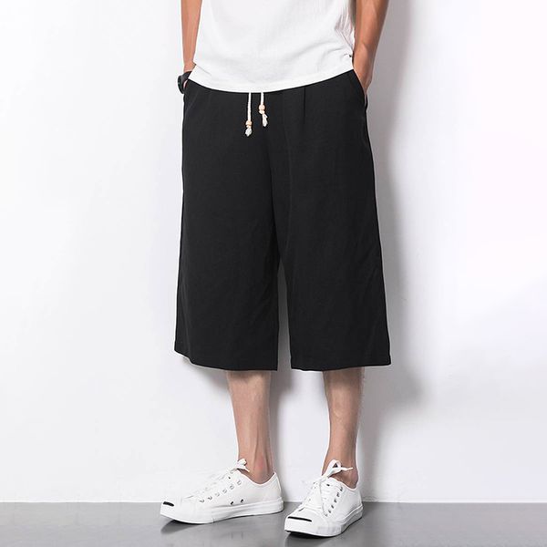 

casual men shorts linen summer big size loose gasp short masculino bermuda gasp mens shorts hip hop pockets boardshort m-5xl, White;black