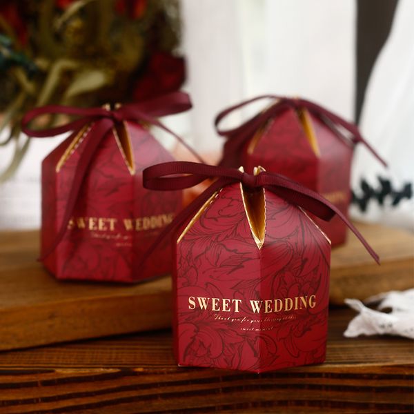Wine Red Candy Box Vintage Wedding Gifts For Guests Chocolate