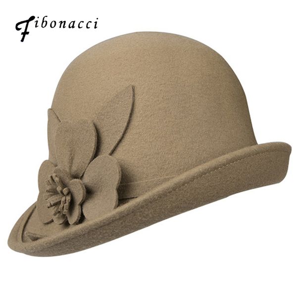 

fibonacci autumn winter trilby hat female irregular brim fedoras wool felt dome floral bowler women fedora hats, Blue;gray