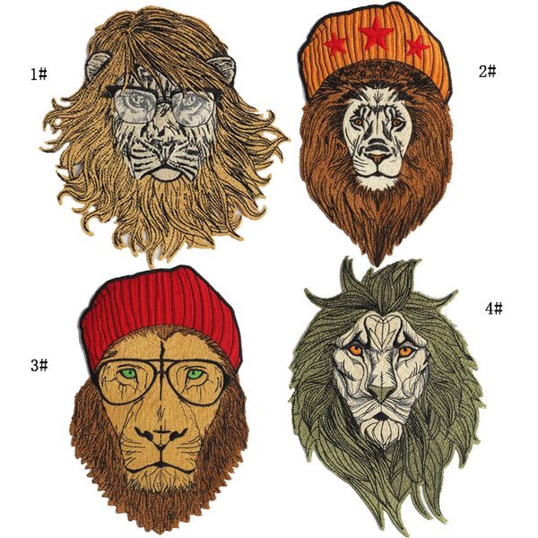 

gugutree embroidery big lion patches animal patches badges applique patches for clothing, Black
