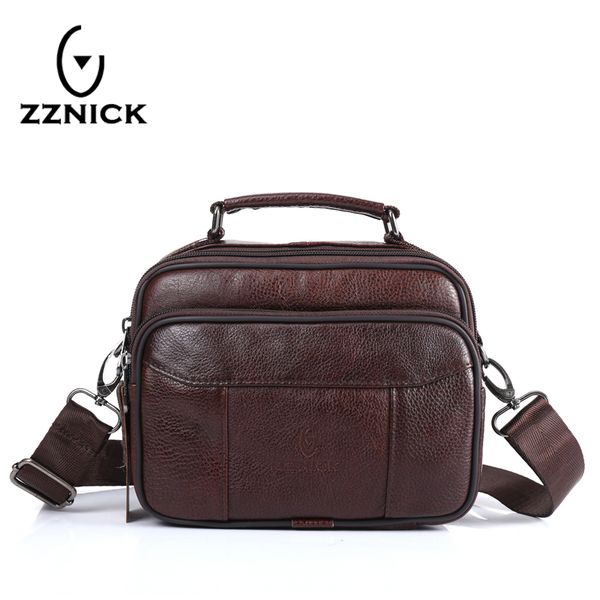 

zznick cow genuine leather messenger bags men travel business crossbody shoulder bag for man masculina solid bag 8210