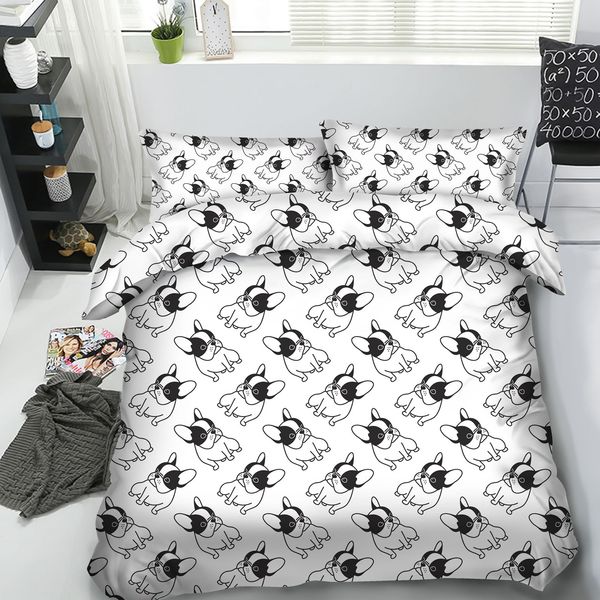 3d Printed Black White Bulldog Bedding Set Twin Full Queen King
