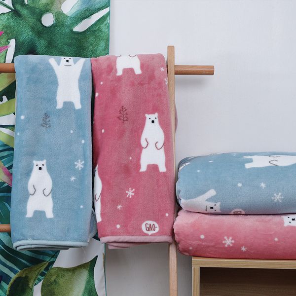 

72*100cm cartoon polar bear kids blankets for beds 2018 new flannel blanket children sofa bed covers baby blankets & bedspreads