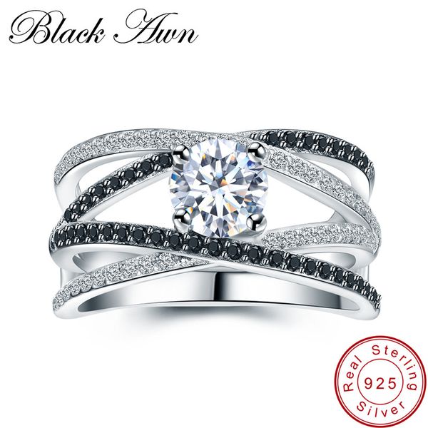 

black awn] 925 sterling silver rings for women hollow engagement ring bijoux bague gift sterling silver jewelry c012, Golden;silver