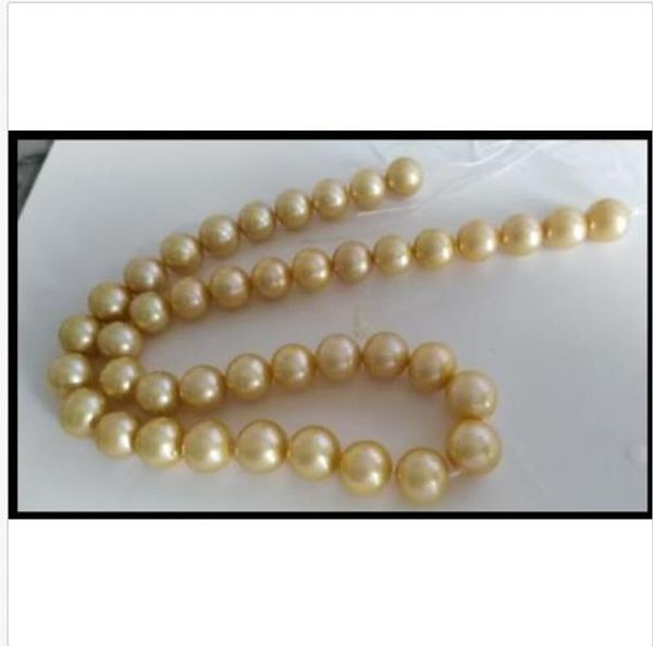 

горячий огромный элегантный gorgeous10-11мм южное море круглый золотой жемчужное ожерелье 18 дюймов 14 к, Silver