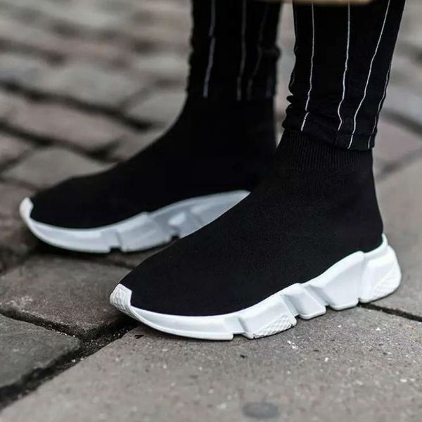 

paris shoes shoes trainer quality socks flat high new boots man fashion slip-on elastic cloth speed casual sock woman runn npujj, Black