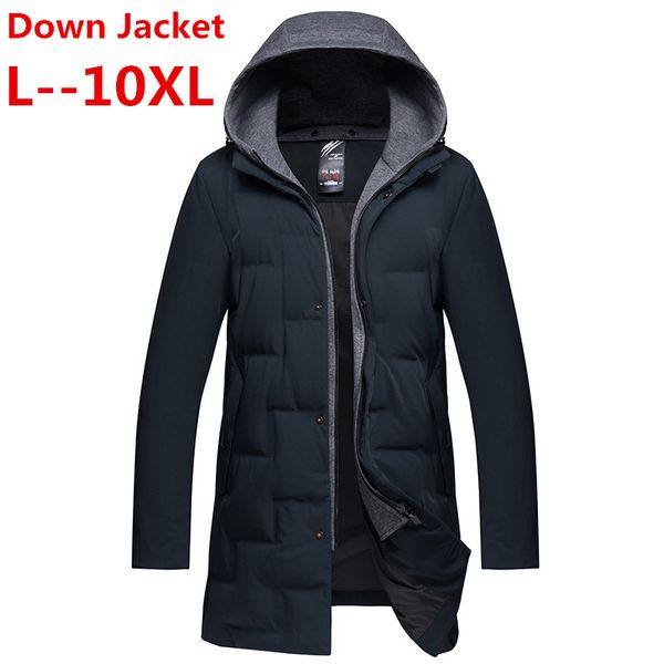 

10xl 8xl 6xl 5x 2018 men winter outdoors long trench coat down jacket thickening hooded black parka coats big size