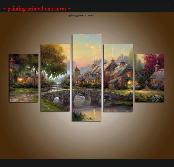 

большой 5 шт томас кинкейд пейзаж картина маслом размножение жикле печать холст современное искусство стены для гостиной home decor ttms016
