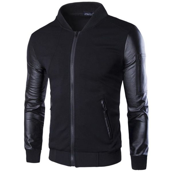 

spring men's stitching leisure jacket men's coat slim fashion, Black;brown