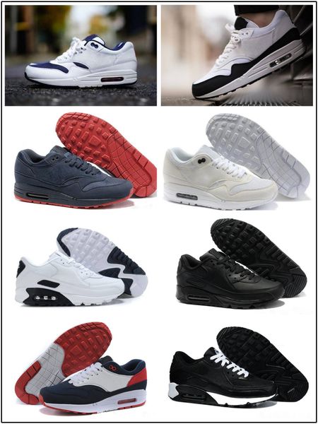 

2018 Nike Air Max 1 87 90 AirMax Новый 87 кроссовки спортивная обувь мужчины женщины подушка обувь 87s синий красный спортивные кроссовки размер 36-44