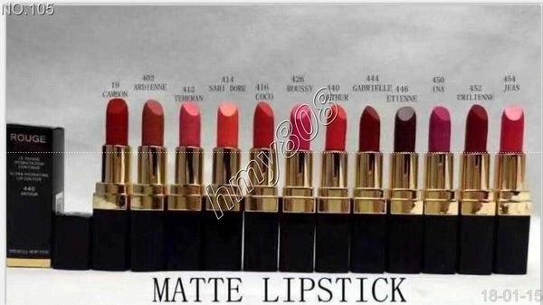 

Factory direct dhl new new makeup rouge ultra hydrating lip colour matte lip tick lettering logo lip tick have 12 different color