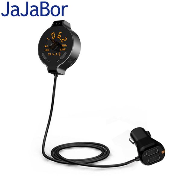

jajabor bluetoothcar kit handsfm transmitter audio music receiver aux output dual usb car charger support tf card / u disk