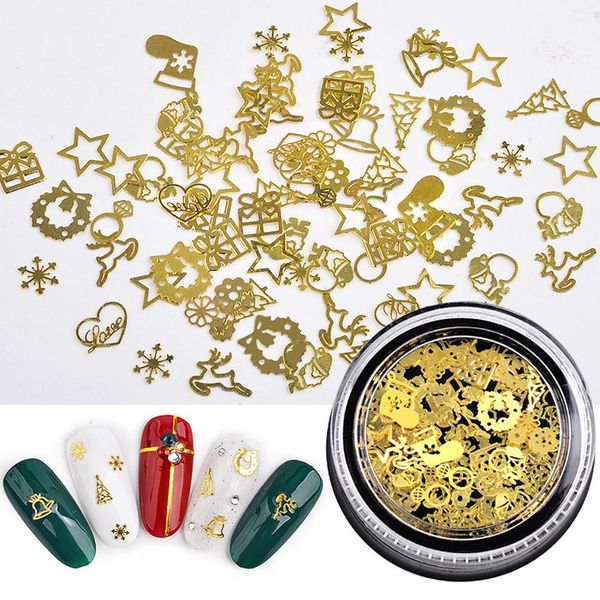 

120pcs gold christmas stickers nail art sticker decoration glue transfer snowflakes leaves gear thin decal xmas accessories m3, Silver;gold