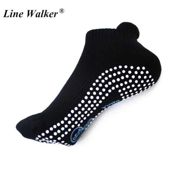 

line walker women yoga socks low cut anti-skid breathable fitness pilates sweat socks yoga gym non slip grip, Black