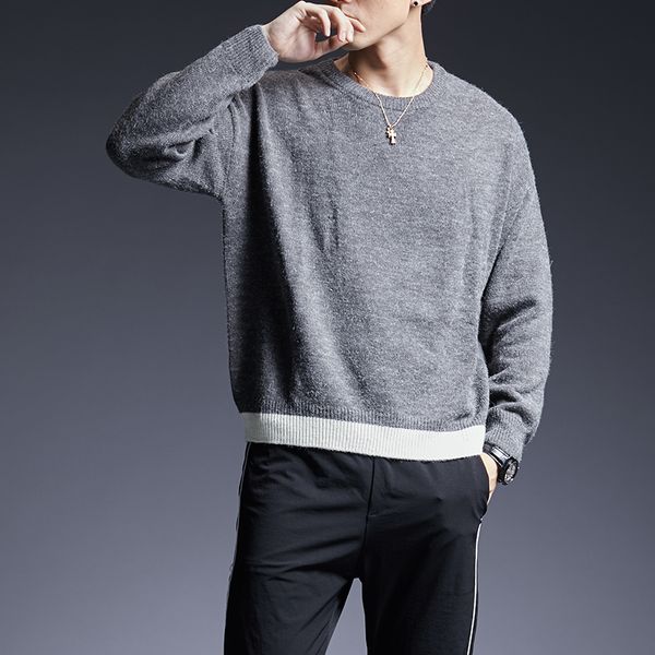 

2018 new fashion brand sweater for mens pullover solid color slim fit jumpers knit warm winter korean style casual men clothes, White;black