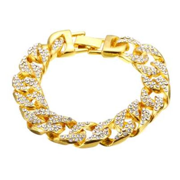 

men bracelets hip hop bling full rhinestones cz cuban link chain bracelet & bangle fashion jewelry accessories pulseira feminina, Black